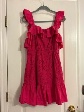 Cider Ruffled Eyelet Mini Dress